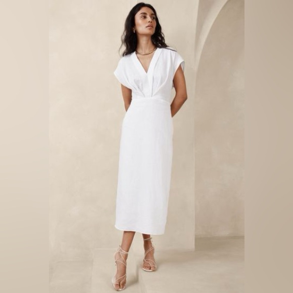 Banana Republic White Slit Midi Sundress